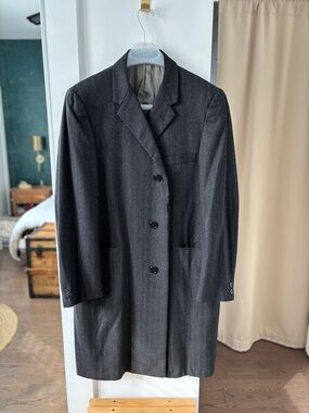 Men's Dark Gray Single-Breasted Pea Coat